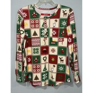 Shinesty Medium Ladies Christmas Holiday Patchwork Pajama Shirt & Pant set